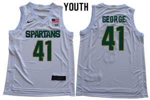 Youth Conner George Michigan State Spartans #41 Nike NCAA 2020 White Authentic College Stitched Basketball Jersey BE50T08LE